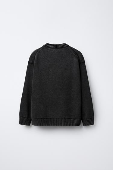 ACID WASH KNIT SWEATER - Black by Zara - Image 1