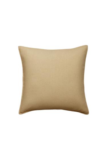 FUNDA COJÍN LINO Y ALGODÓN - Mostaza de Zara