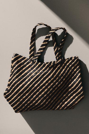 SAC CABAS EN CUIR TRESSÉ - Bicolore de Zara - Image 5