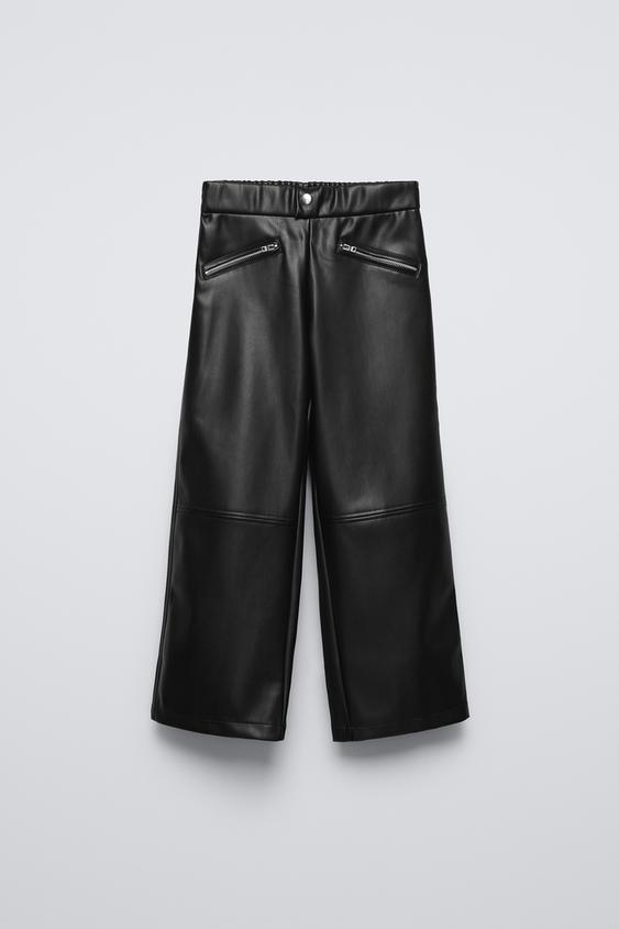 KUNSTLEREN BROEK MET WIJDE PIJPEN - Zwart | België / Belgique