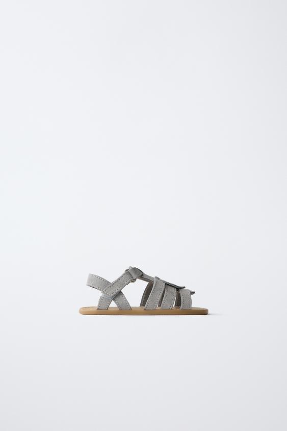 SANDÁLIA BAREFOOT PEIXE EM COURO - Azul-celeste da Zara - Imagem 0