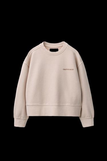 Zara WASHED EFFECT TEXT SWEATSHIRT - Dusty pink