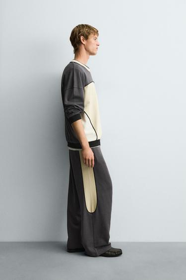 بنطلون مريح بقصة كتل الألوان - رمادي أنثراسايت by Zara