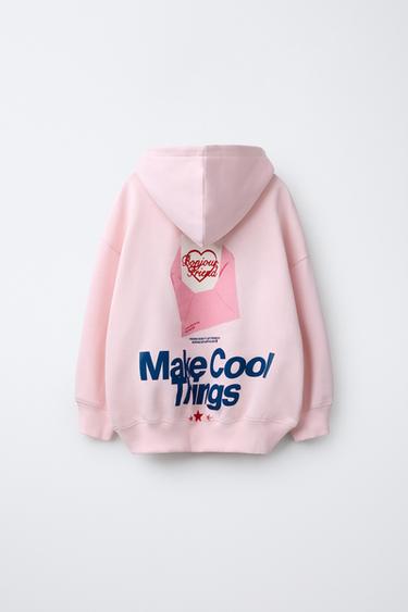 HEART PRINT HOODIE - Pink by Zara - Image 1