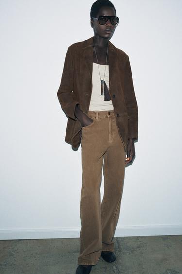 БЛЕЙЗЕР ZW COLLECTION ЗІ 100%-Ї ЗАМШЕВОЇ ШКІРИ - LIMITED EDITION - Коричневий Zara