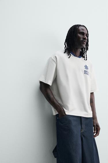 RELAXED FIT TERRY CLOTH SWEATSHIRT WITH CONTRAST PRINT - Oyster-white by Zara - Image 5