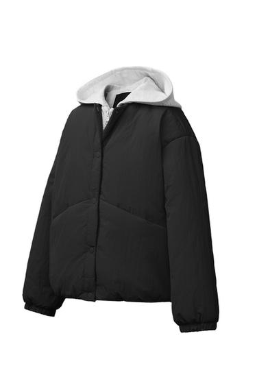 HOODED PUFFER JACKET WITH FLEECE LINING - Black by Zara