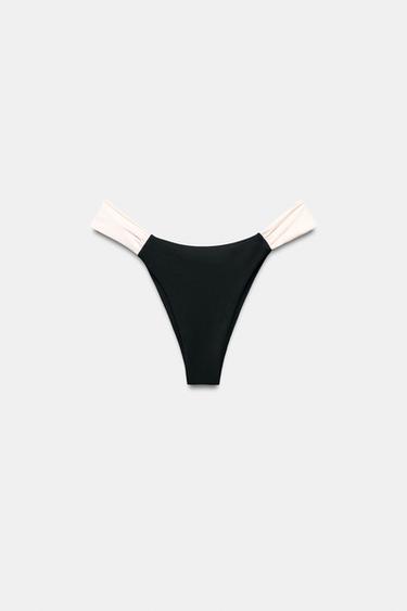 BRAGUITA BIKINI TIRAS CONTRASTE - Negro de Zara