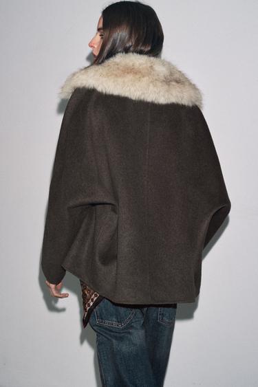 WOOL JACKET WITH FAUX FUR COLLAR ZW COLLECTION - Ecru / Beige by Zara - Image 2