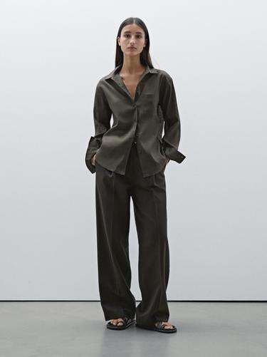 Zara Flowing ramie blend shirt - Dark salmon - Image 0