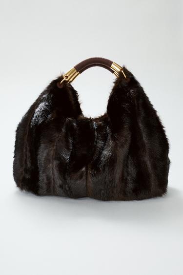 MAXI BOLSO EFECTO PELO - Marrón de Zara