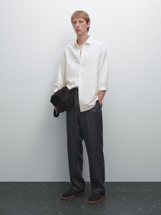 Regular fit linen blend shirt