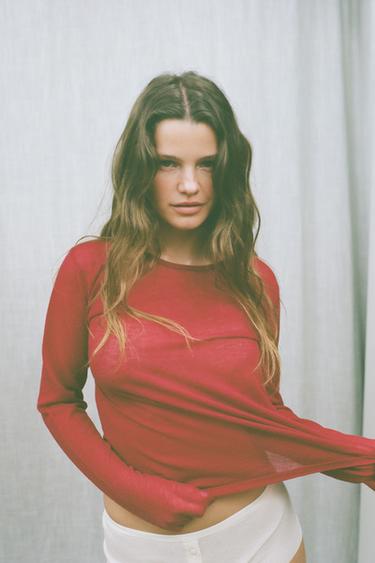 T-SHIRT LAINE 100 % - Fraise de Zara