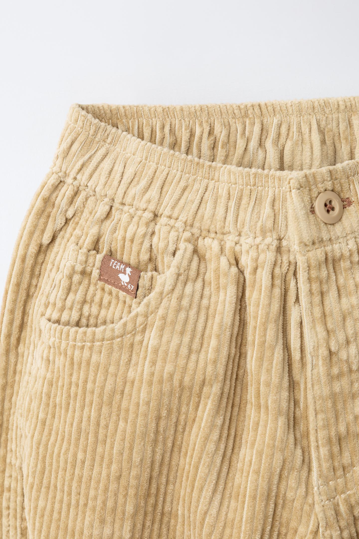 Детские брюки Zara Corduroy Seersucker Baggy, цвет: Бежевый — фото 3