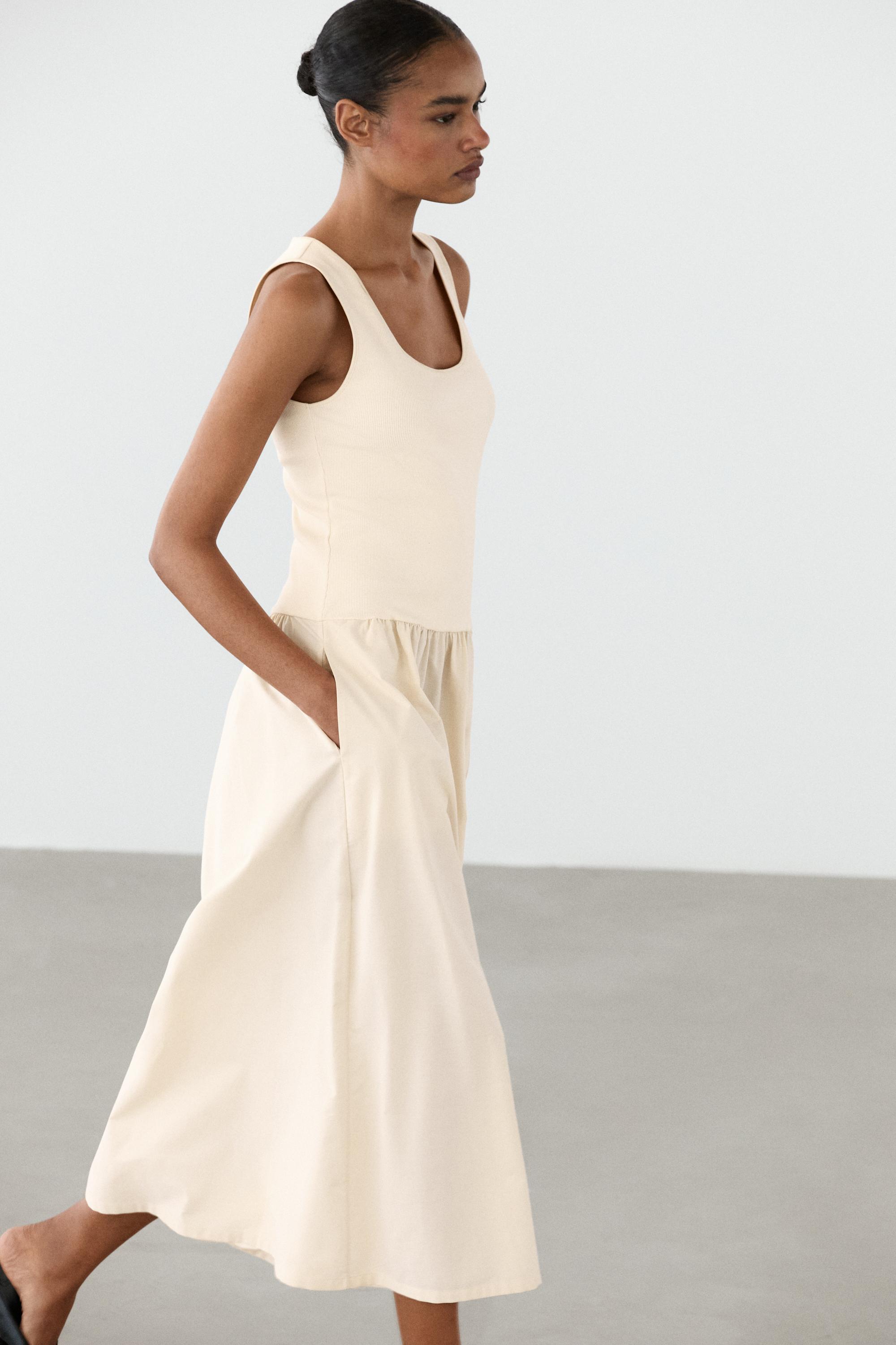 Robe combinée popeline de coton mélangé