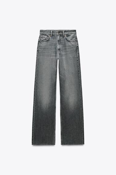JEANS TRF WIDE LEG CẠP CAO - Màu xám từ Zara