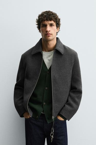 ZIP-UP WOOL EFFECT JACKET - Anthracite grey by Zara