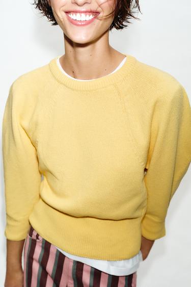 KNIT PUFF SLEEVE JUMPER - Yellow by Zara