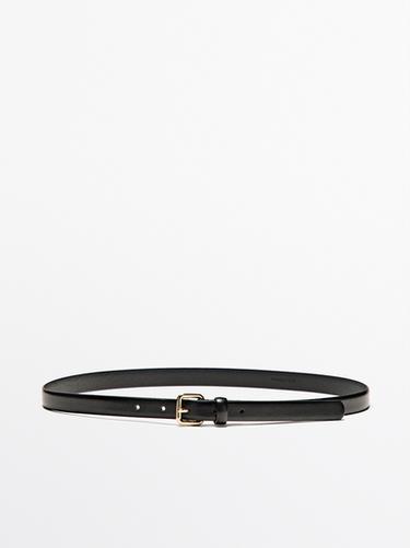 Zara Leather belt with square buckle - Black
