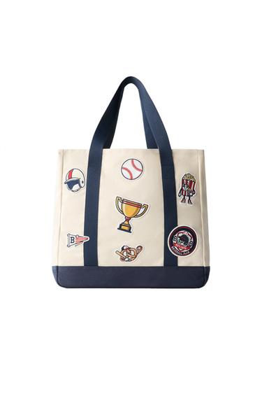 Zara PATCHED SHOPPER BAG - Off White