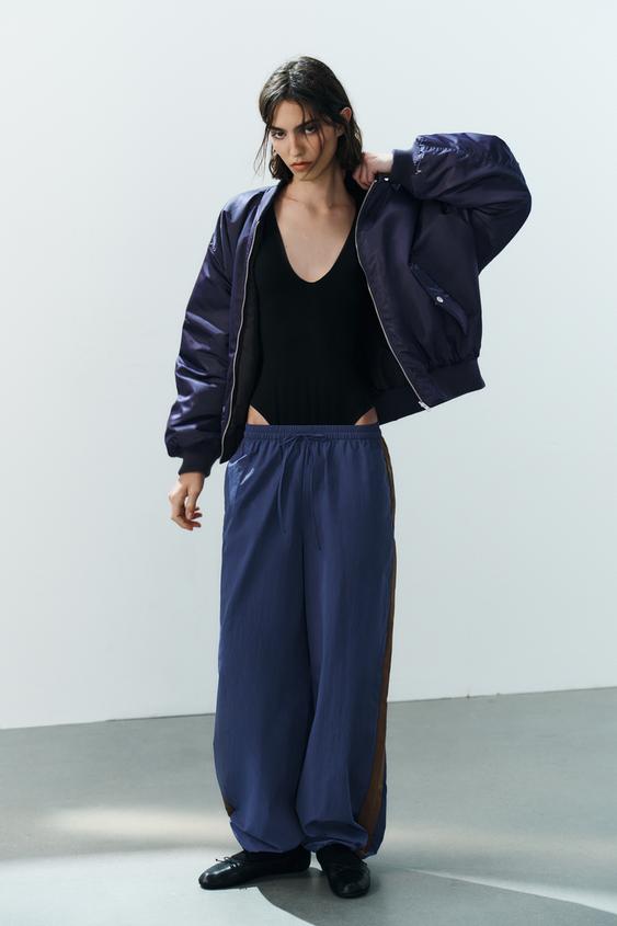 PANTALON TECHNIQUE BANDE LATÉRALE - Bleu de Zara - Image 0