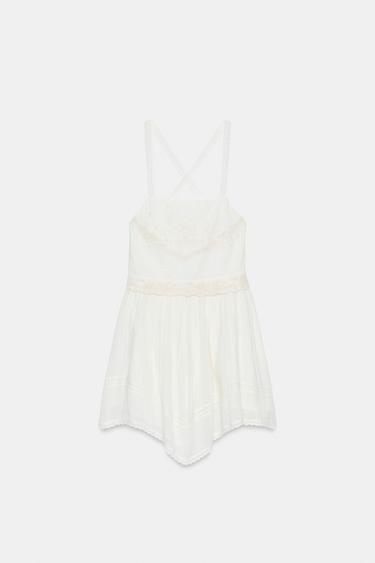 ROBE COURTE EN GAZE BRODÉE - Blanc de Zara - Image 4