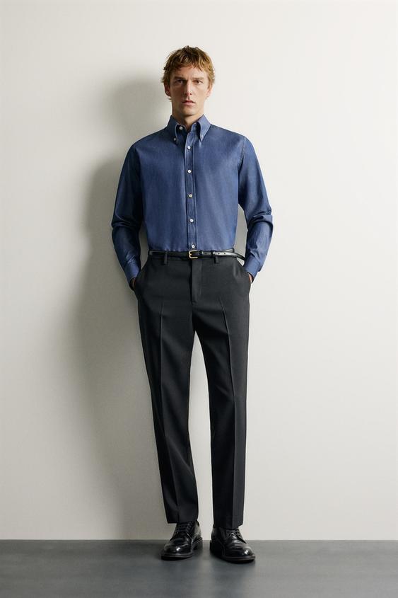 CAMISA CHAMBRAY ÍNDIGO LAVADO SANTA EULALIA BARCELONA 1843 X ZARA - Índigo de Zara - Imagen 0