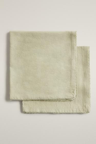 DYED THREAD NAPKINS WITH PICOT TRIM (PACK OF 2) - Greenish by Zara - Image 0