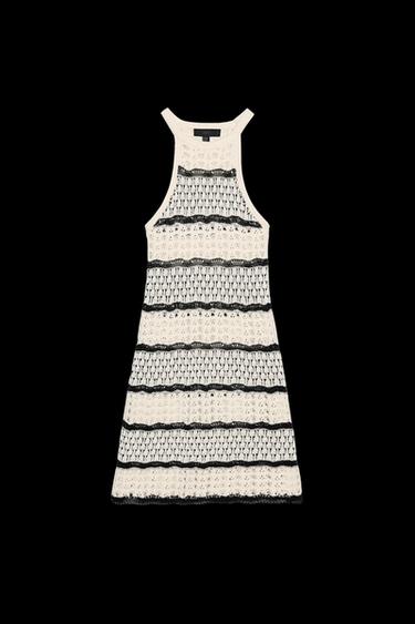 MINIKLEID MIT NECKHOLDER UND HÄKELOPTIK - Cremefarben von Zara - Bild 0