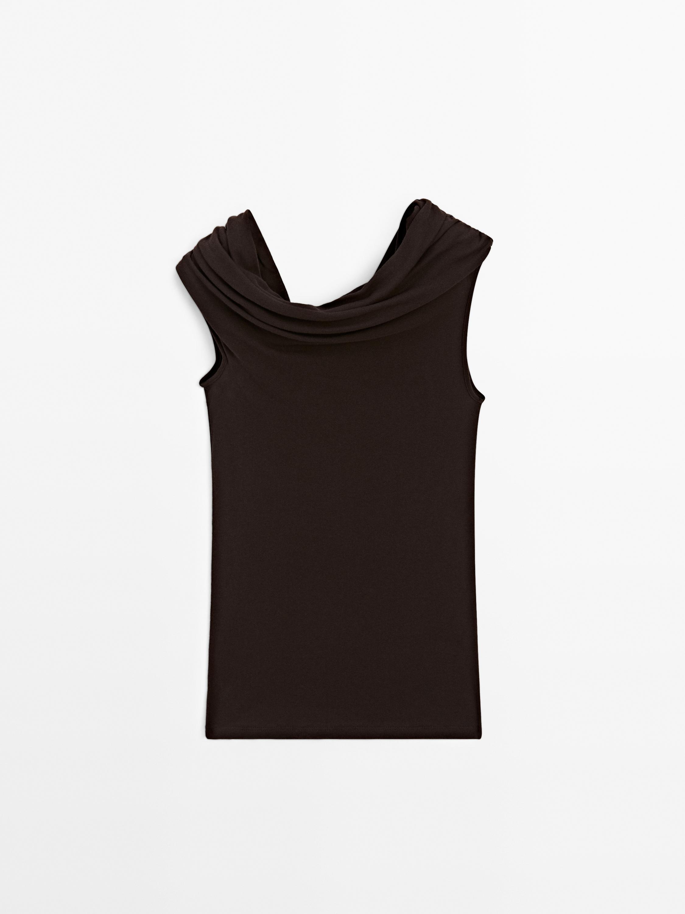 Top à col asymétrique 100 % coton