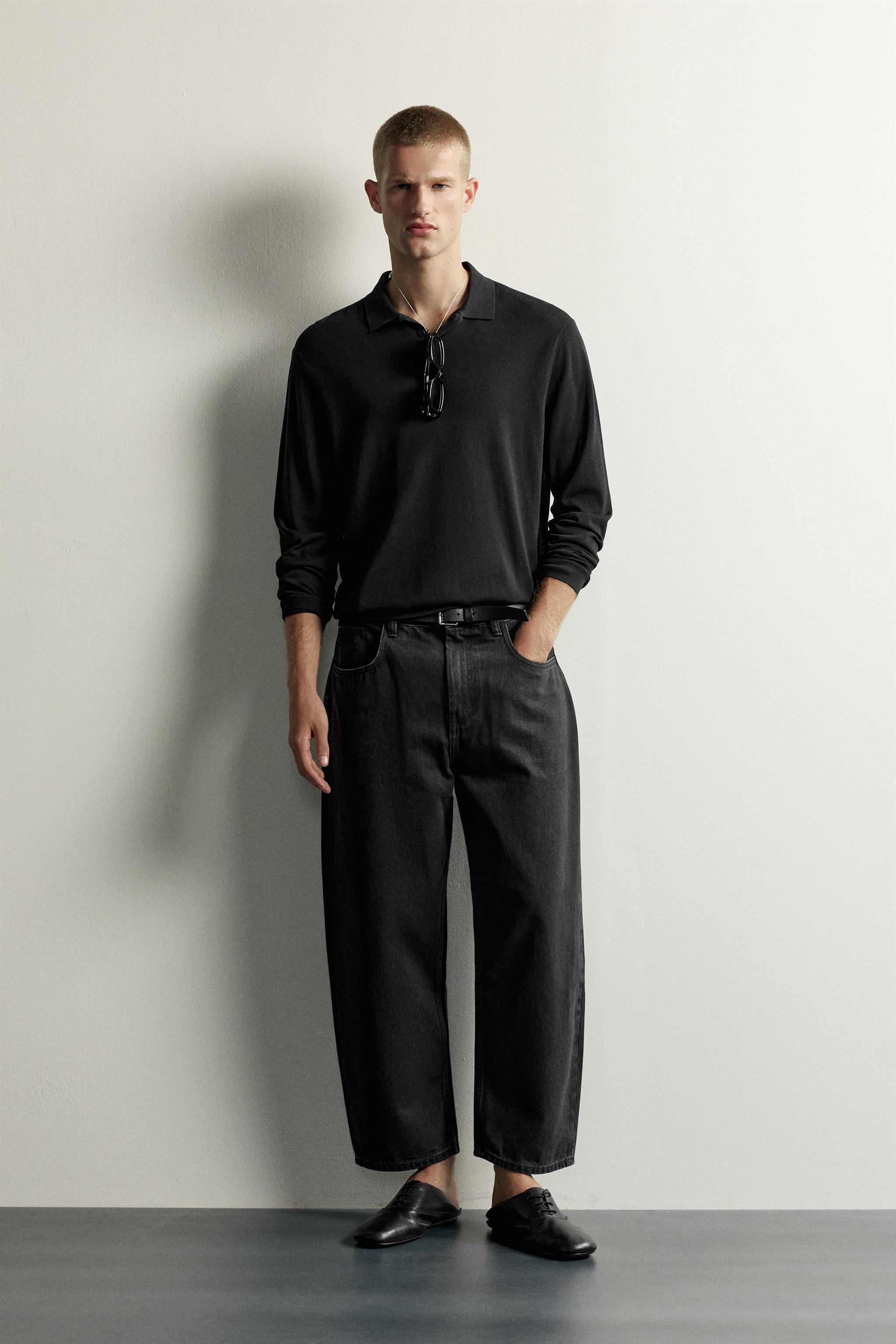 Мужские джинсы Zara STRIPED TAPERED WIDE FIT JEANS