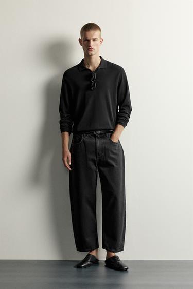 WIDE-LEG TAPERED JEANS - Black by Zara