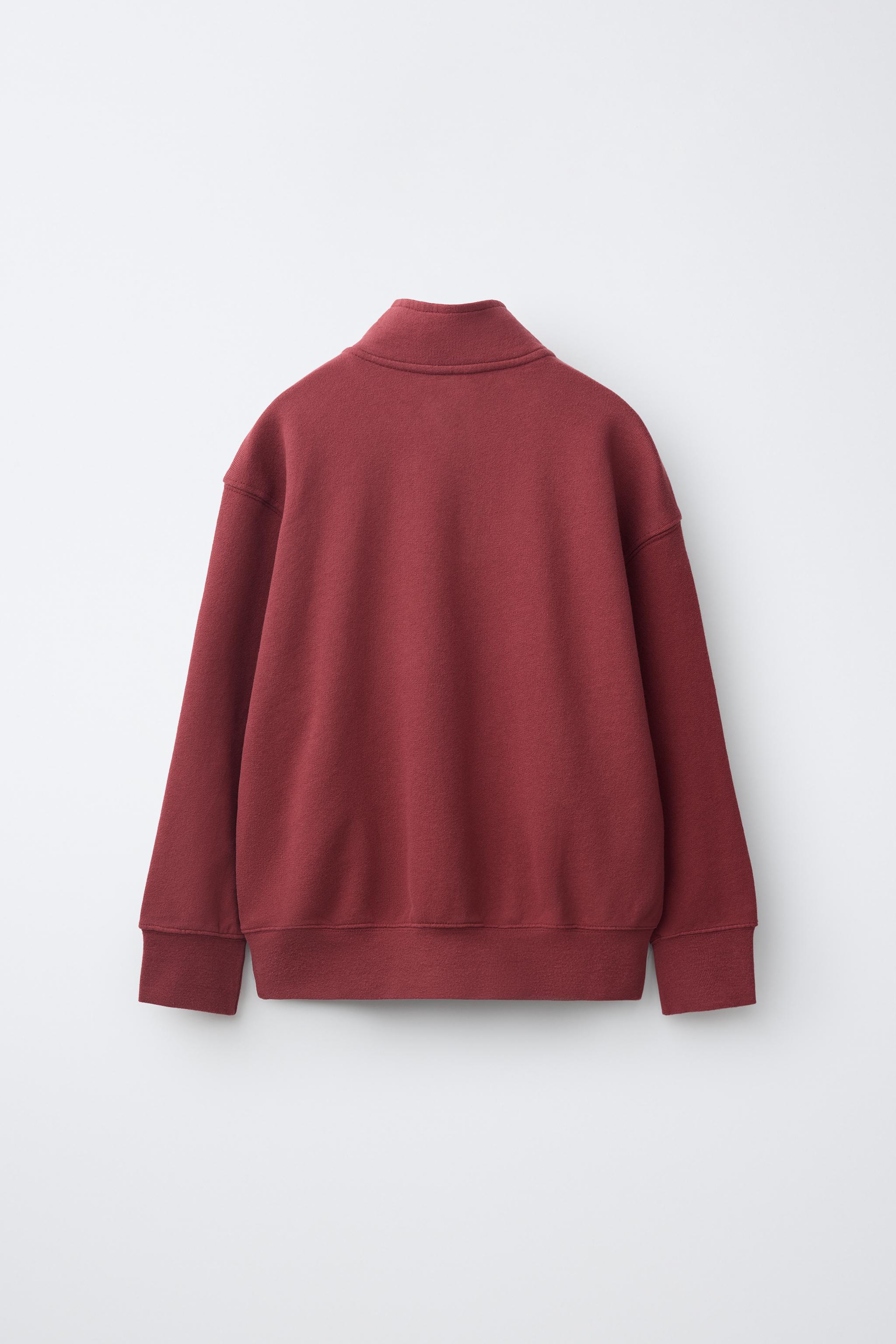 TEXT PRINT ZIP SWEATSHIRT — Maroon (alternate view)