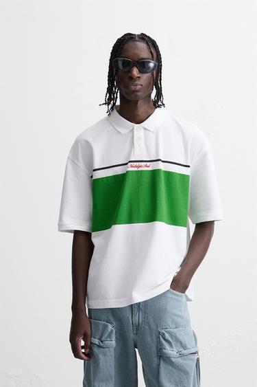 CONTRAST EMBROIDERED POLO SHIRT - Oyster-white by Zara