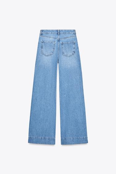 JEAN Z1975 WIDE LEG TAILLE HAUTE BOUTONS - Bleu moyen de Zara - Image 6