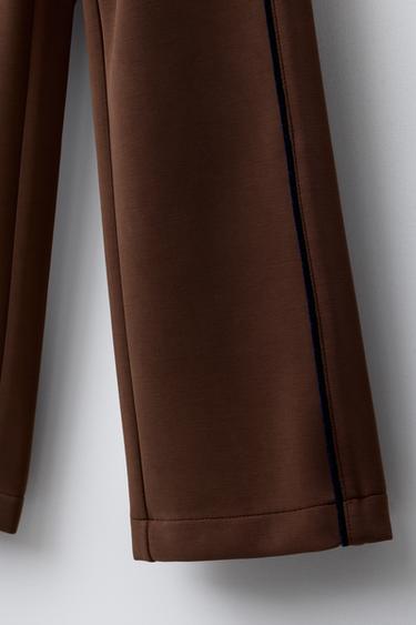 TROUSERS WITH MODAL AND CONTRASTING PIPING - Brown by Zara - Image 3