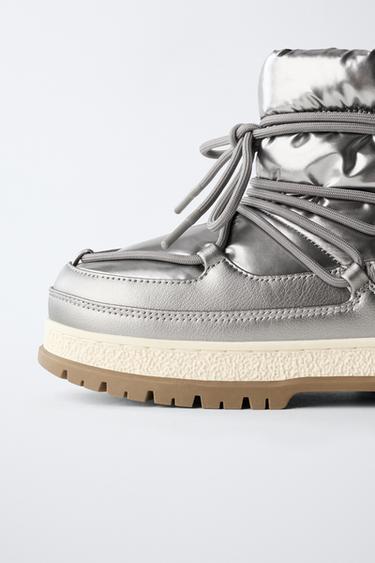 METALLIC ANKLE BOOTS - Silver by Zara - Image 5