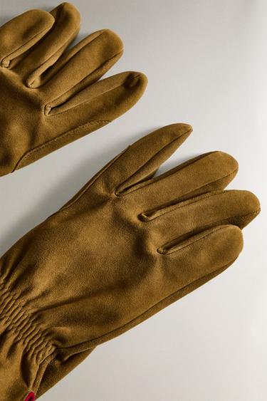 SUEDE WORK GLOVES - Green by Zara - Image 1
