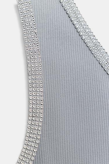 TOP ASYMÉTRIQUE BRILLANT - Gris foncé de Zara - Image 8