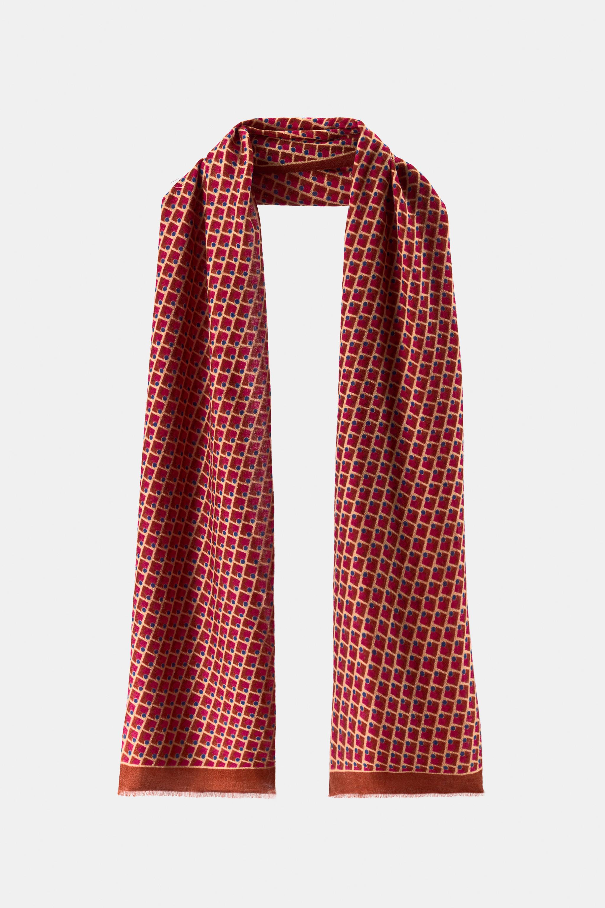 GEOMETRIC PRINT WOOL BLEND SCARF