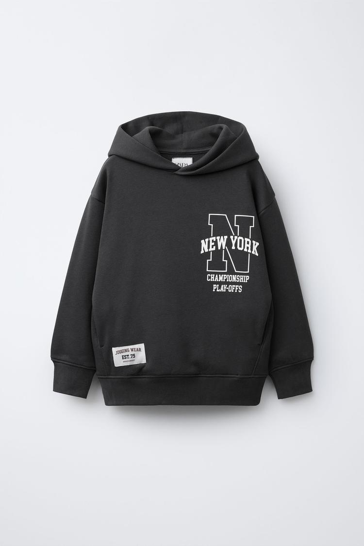 FELPA CON CAPPUCCIO JOGGING Grigio antracite ZARA Italia Italy