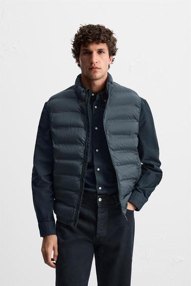 LIGHTWEIGHT PUFFER GILET - Navy blue by Zara