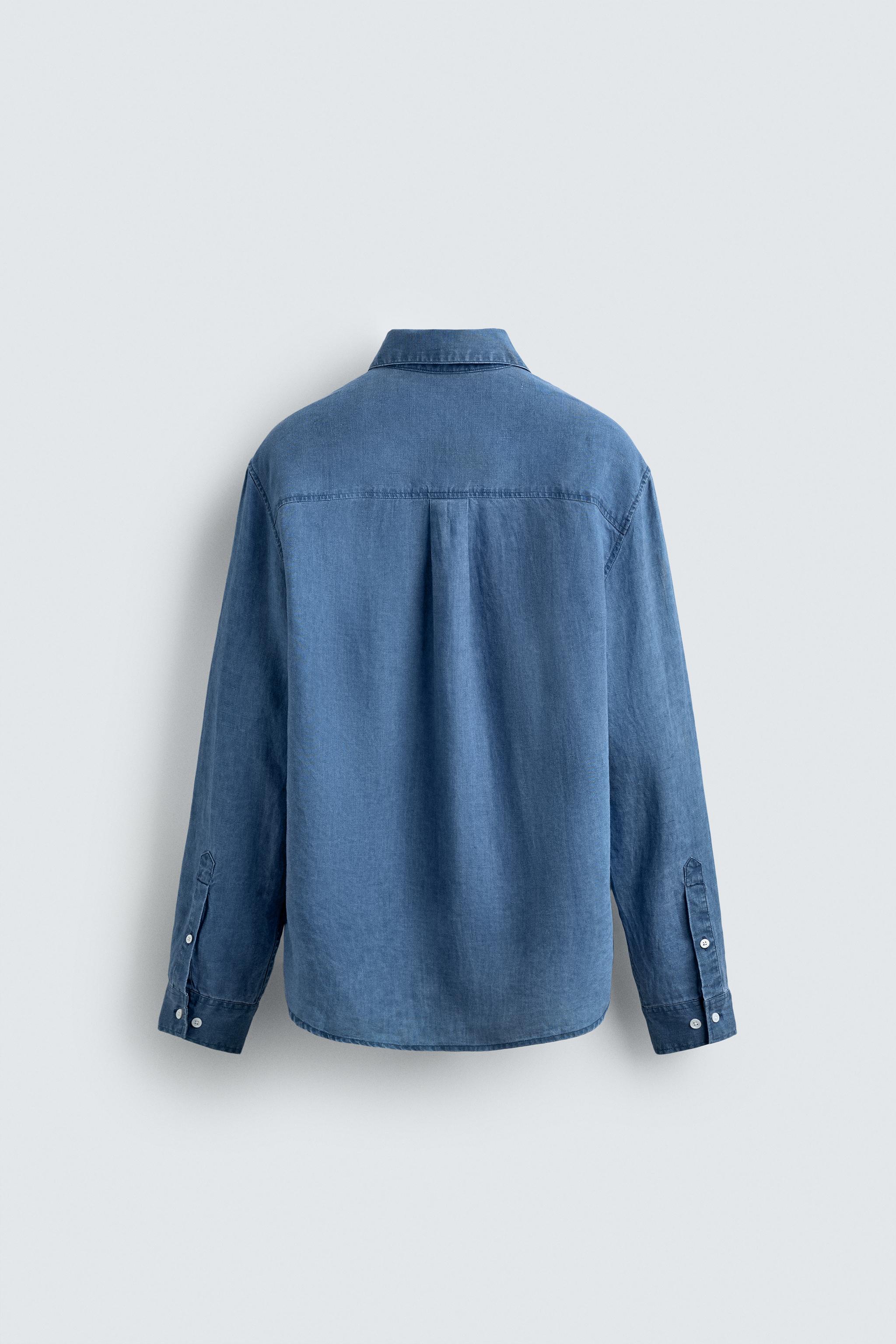 CHEMISE REGULAR FIT 100% LIN INDIGO