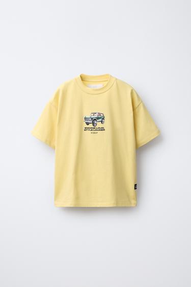 Zara CAR PRINT T-SHIRT - Yellow