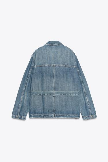 TRF LONG DENIM JACKET - Blue by Zara - Image 8