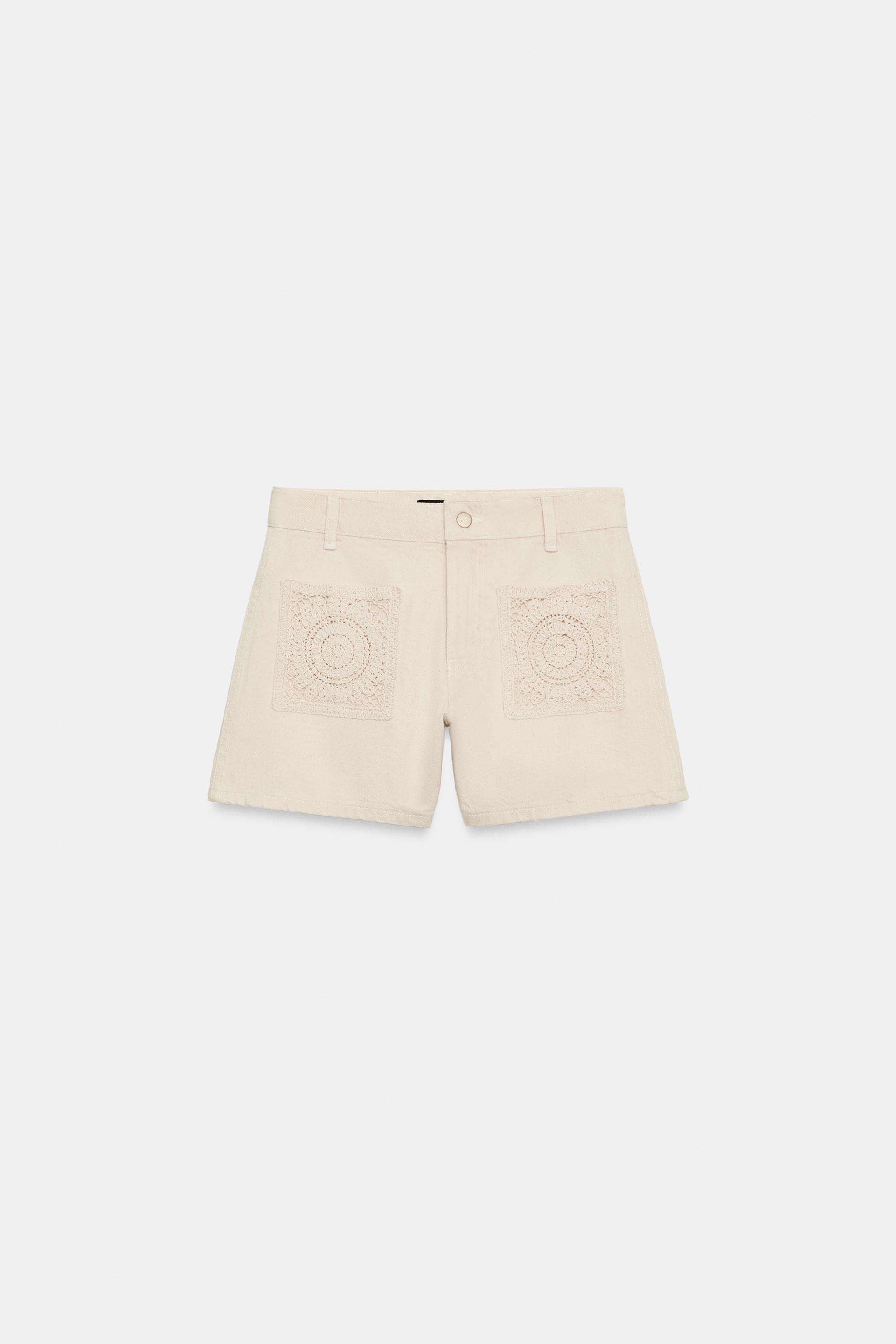 Женские шорты Zara Z1975 CROCHET POCKET SHORTS — фото 7