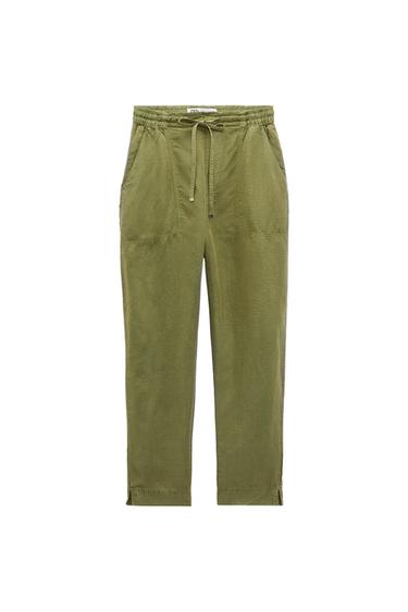 TROUSERS WITH AN ELASTICATED WAISTBAND