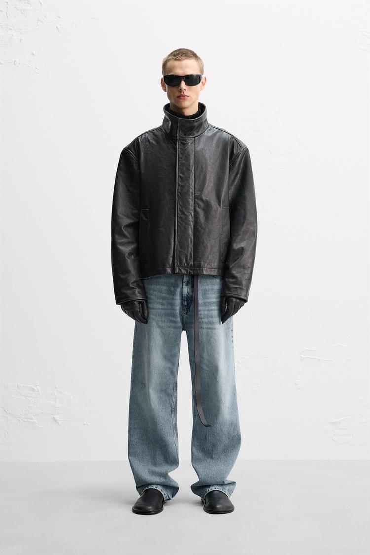 レザージャケット - LIMITED EDITION - ブラウン | ZARA Japan / 日本