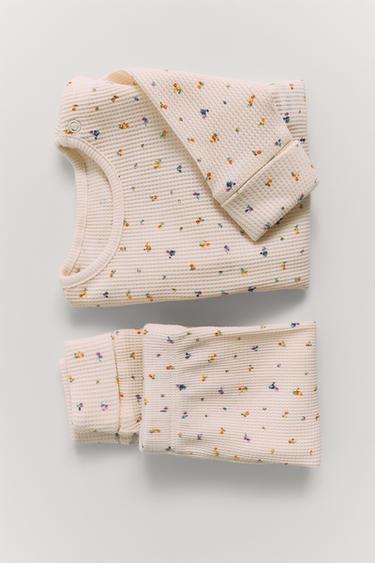 SET BODY ȘI LEGGING CU IMPRIMEU FLORAL - Ecru de la Zara