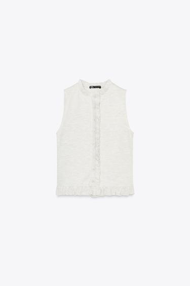 SOFT RUFFLED TOP - Beige marl by Zara - Image 4
